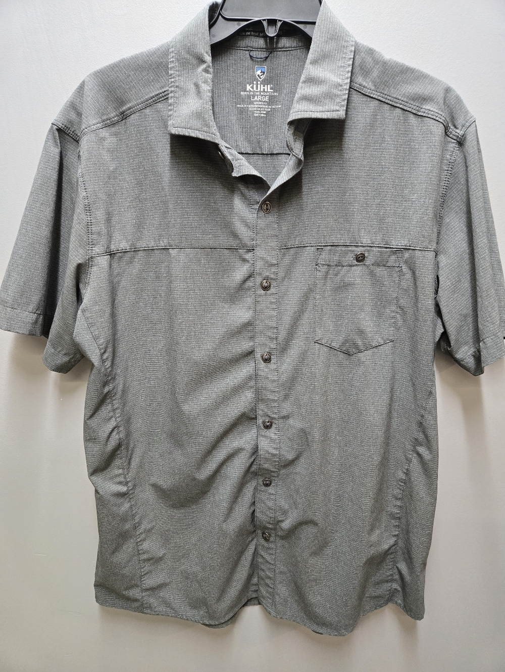 Kuhl Button Down Shirt Mens Large Gray Collar Hiking Active Camp Fish Outdoors